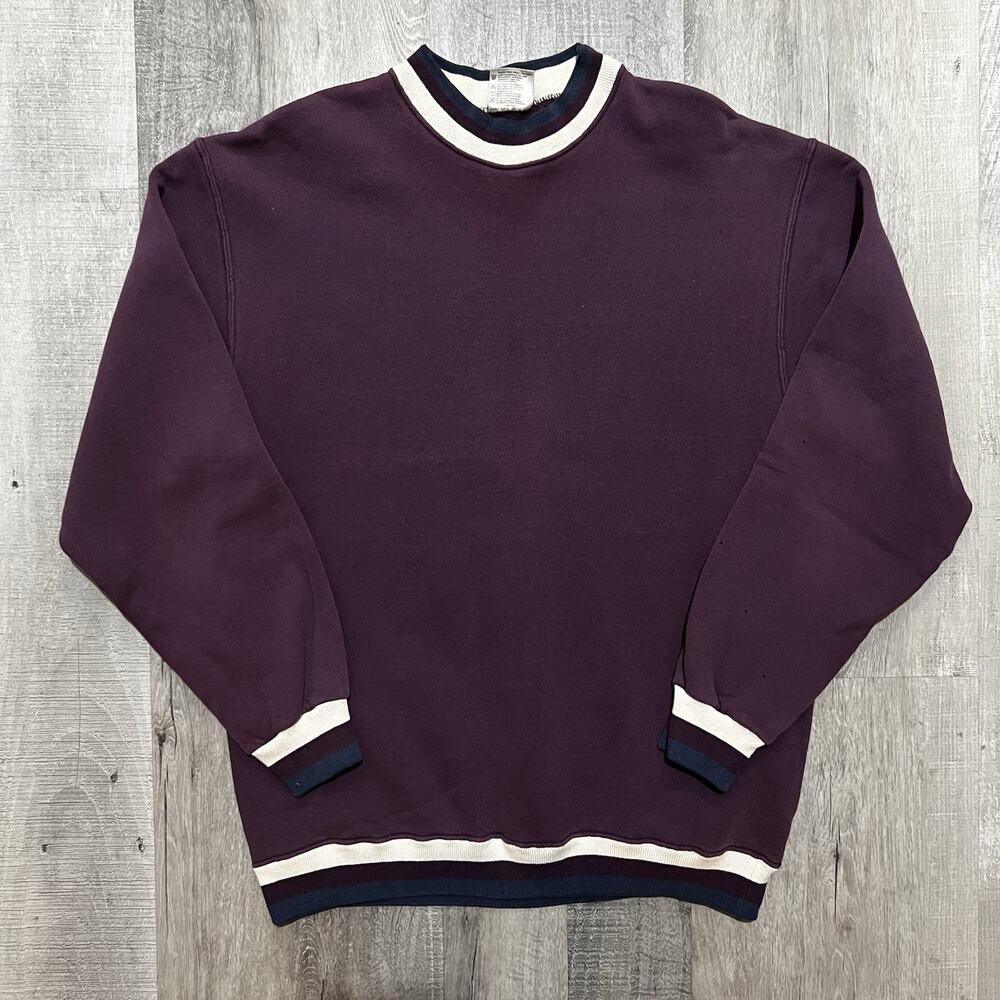 Vintage Oneita Blank Purple Crewneck Sweatshirt 80s 90s Solid USA Sz L